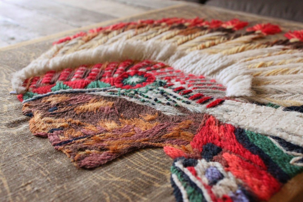 Crewel Work Indian Chief on It's Side