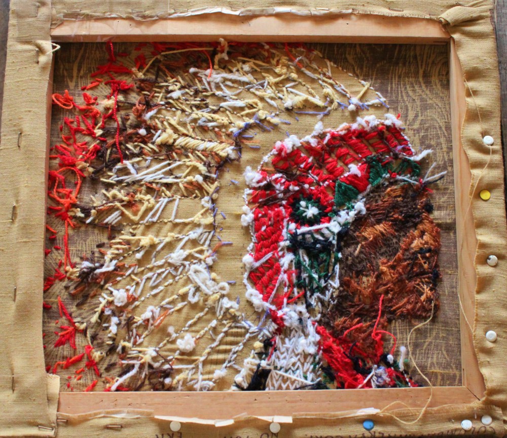 Crewel Work Indian Chief from Behind