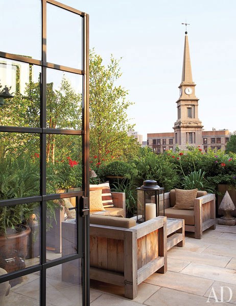 Seating on Patio at Goldfarb/Paredes East Village Penthouse