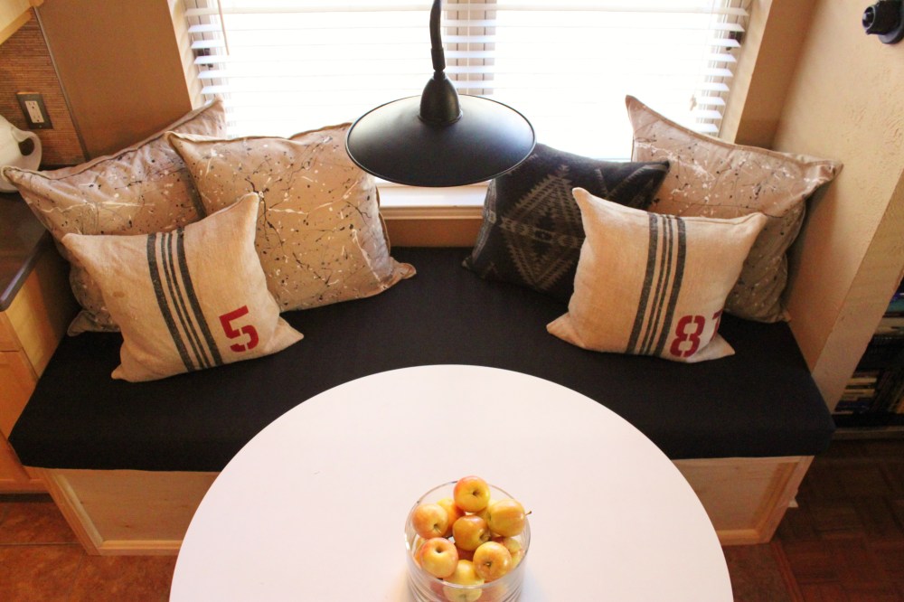 Looking Downn on the new Banquette in the Cavender Kitchen