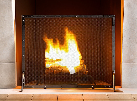 Restoration Hardware Rivet Hearth Flat Panel Fire Screen