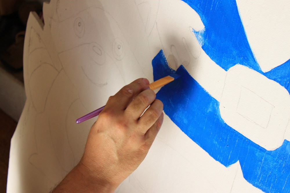 Touching up the Gnome Cut-Out with Craft Paint