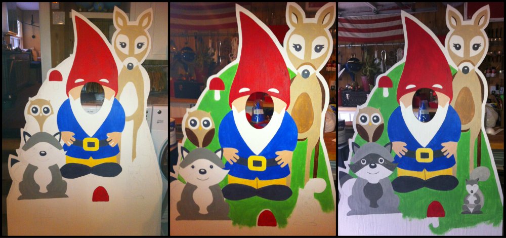 Gnome Hole Cut-Out Collage