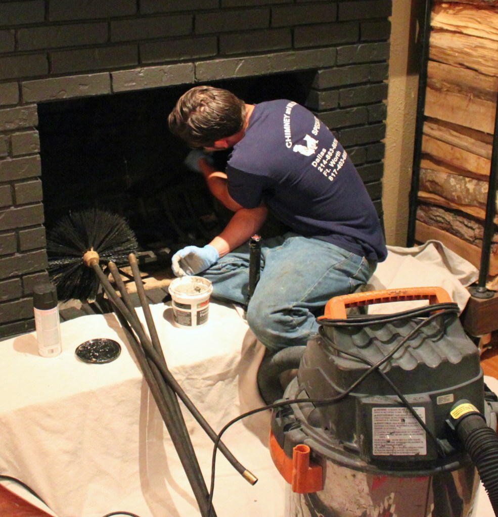 Chimney Sweep Josh with his Head up our Firebox
