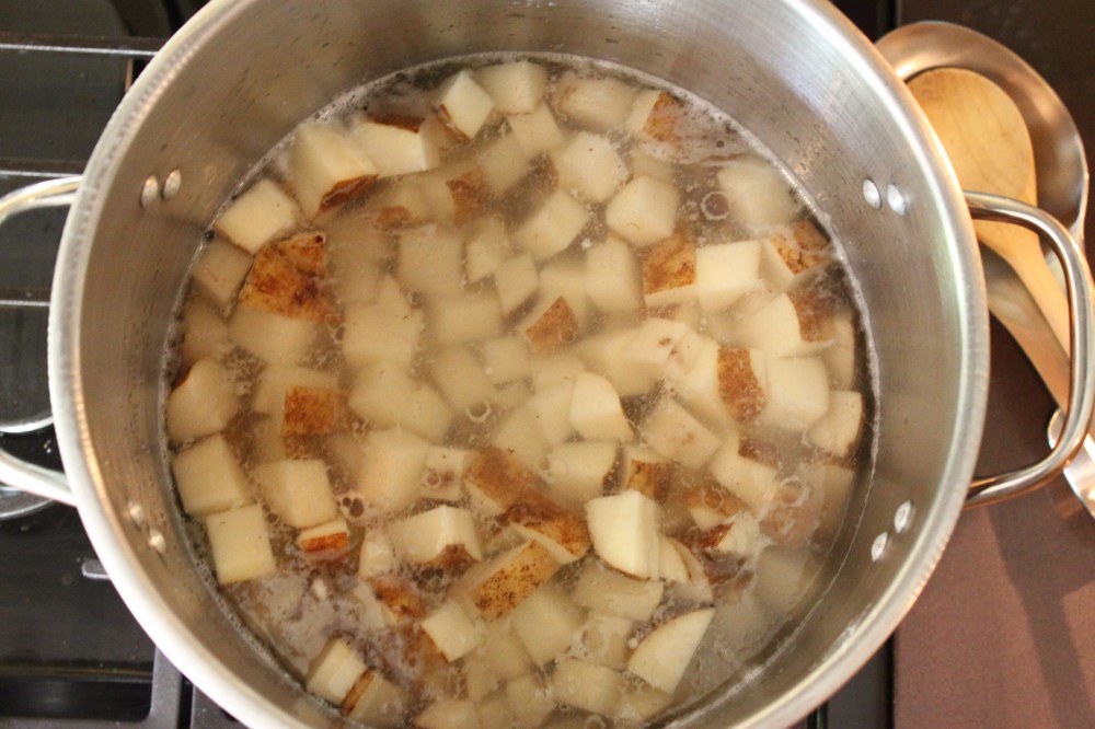 Add the Diced Potatoes to the Salted Boiling Water