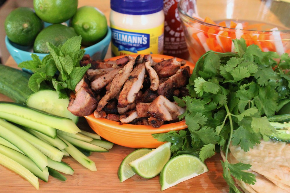 All the Ingredients to Assemble Banh-Mi Tacos