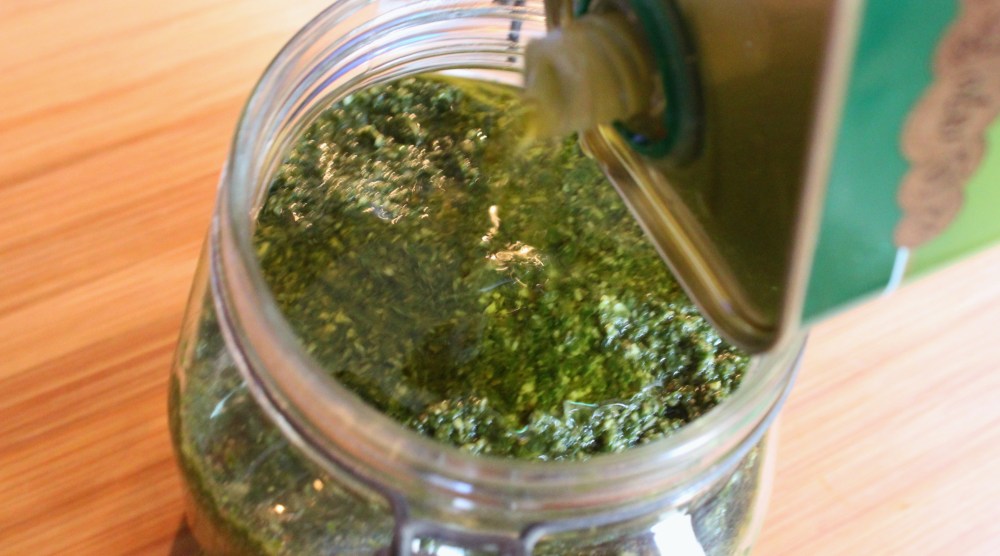 Cover the Top of the Pesto with Olive Oil