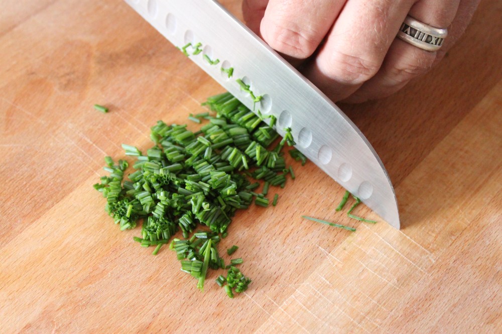 Finely Choped Chives with a Sharp Knife