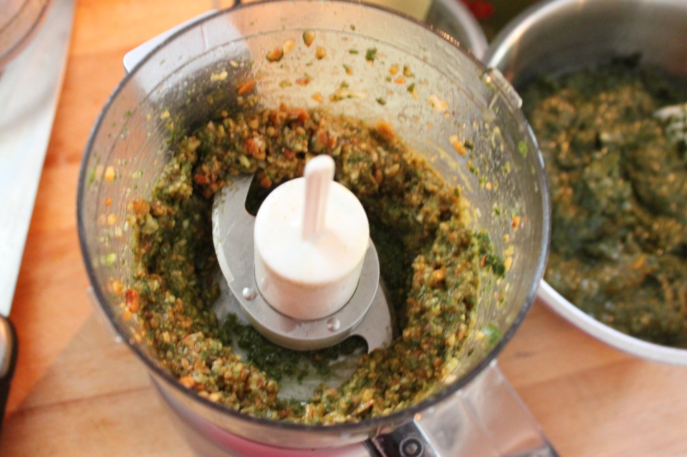Pulse the Pine Nuts and Garlic with a Small Amount of Basil