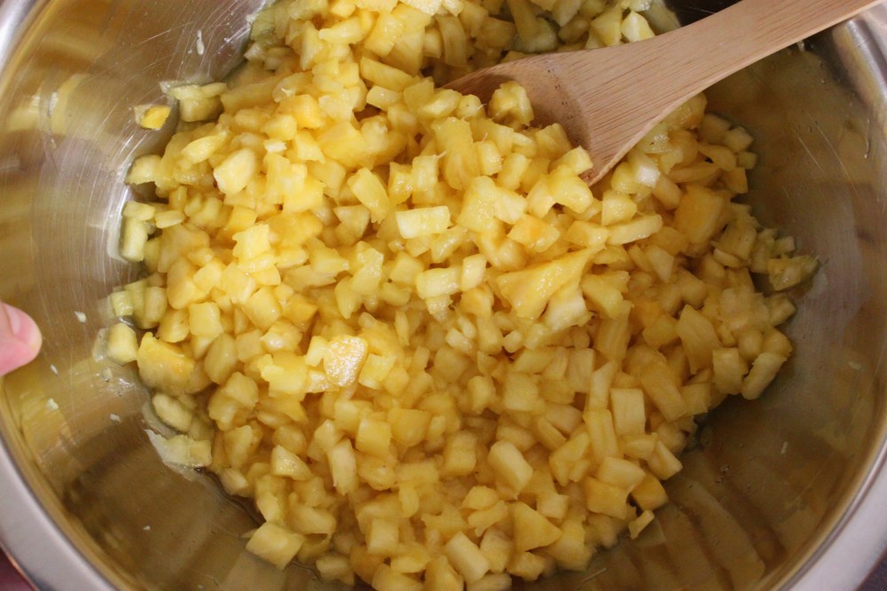 Bowl of Diced Pineapple for Making Pineapple Pico de Gallo