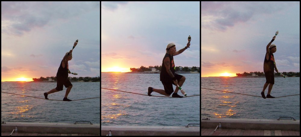 Carny Walking a Tight Rope in Key West Collage