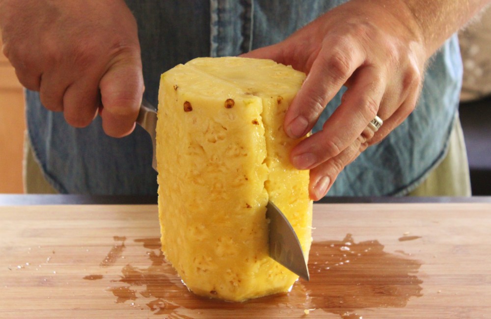 Cut Down the Center of the Pineapple Just Along the Core