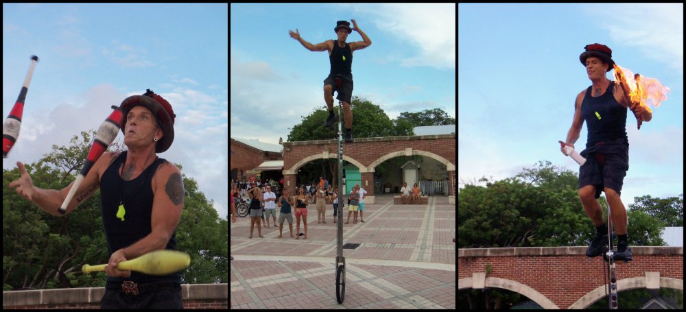 Unicycle Juggler Carny in Key West Collage