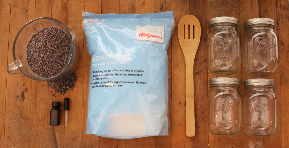 All the Ingredients for Lavender Bath Soak