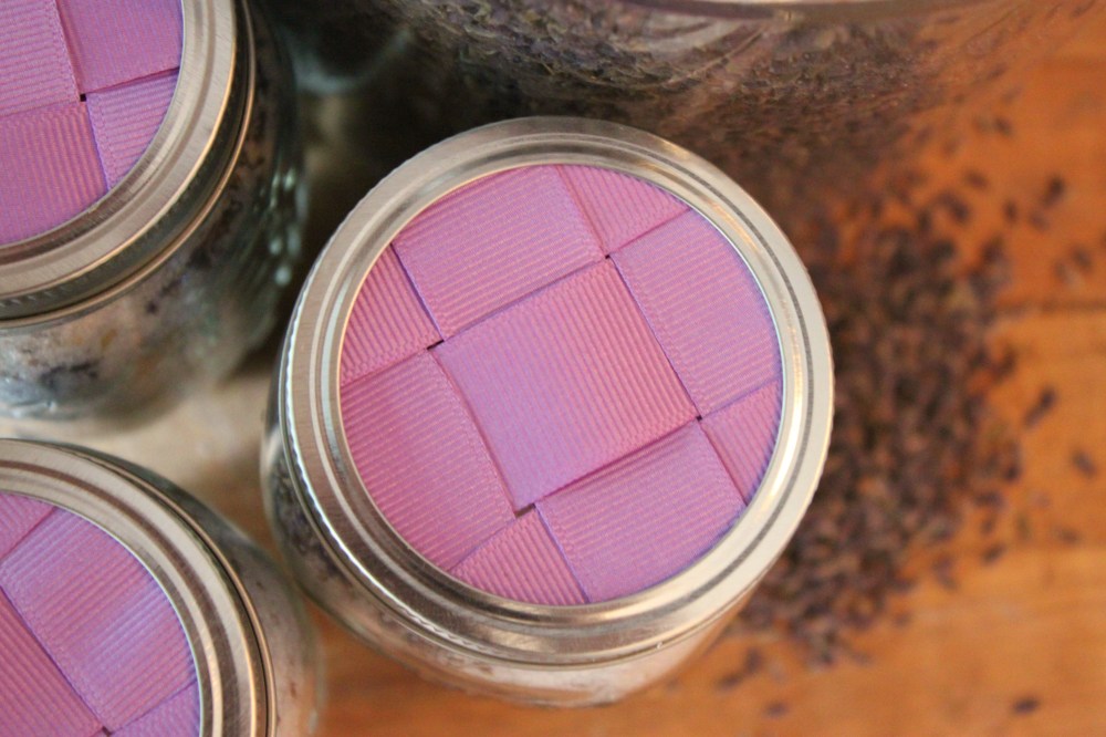 Grossgrain Ribbon Woven into the Mason Jar Lids