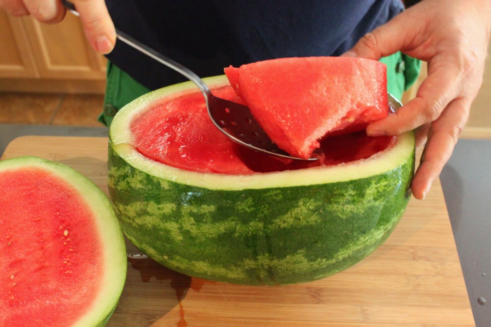 Then a Slotted Spoon to Remove the Melon from the Rind