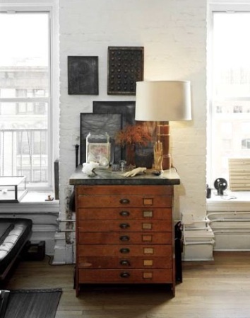 Old Filing Cabinet Between Windows