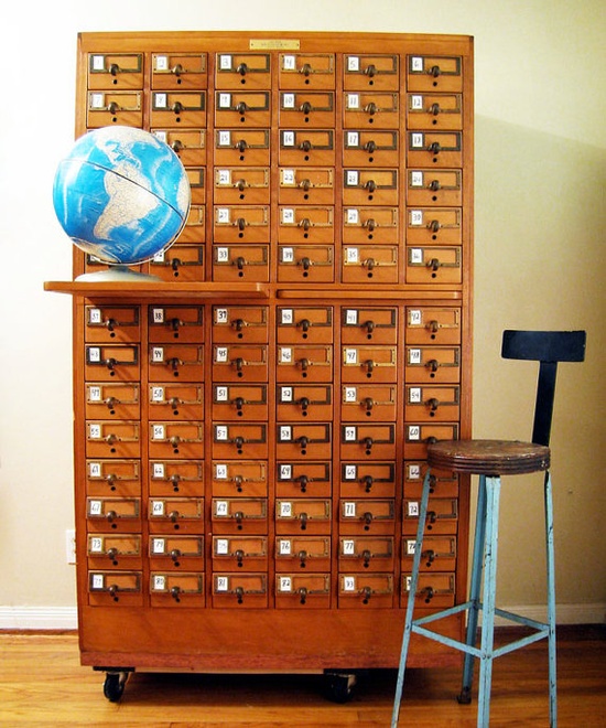 Rolling Vintage Card Catalog