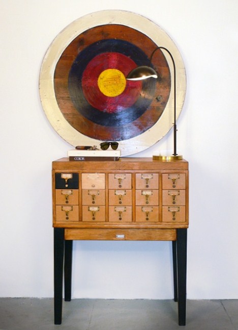 Vintage Card Catalog with Pop Art Bull's Eye