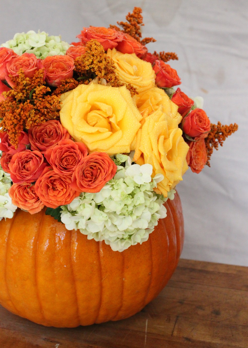 Arrangement in a Simple Store-Bought Pumpkin