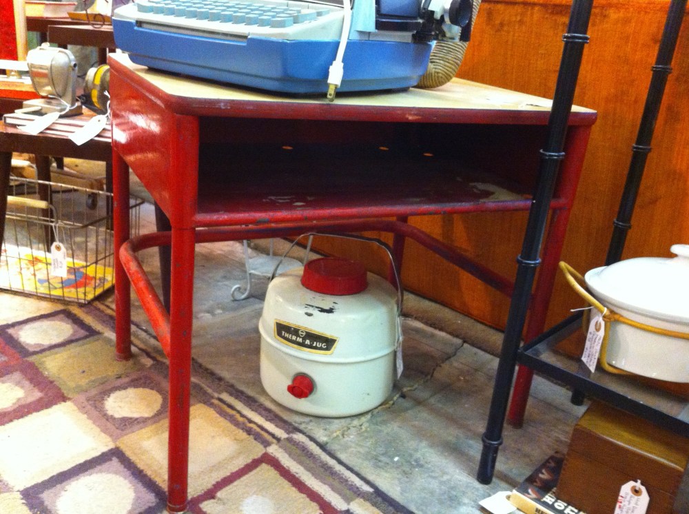 Painted Red Elementary Shcool Desk