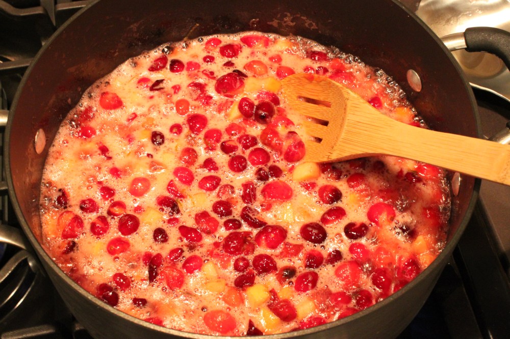 Add the fresh Cranberries to the Boiling Liquid