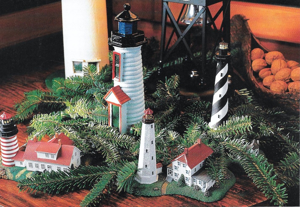 Collection of Light Houses on Anthony Baratta's Cabin Dining Table