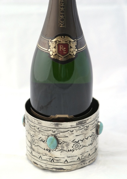 Stamper German Silver Coaster with Turquoise