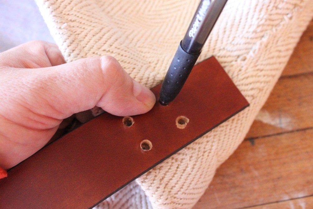 Line the Belt Up on the Side of the Bag and Use a Pen to Mark the 4 Holes
