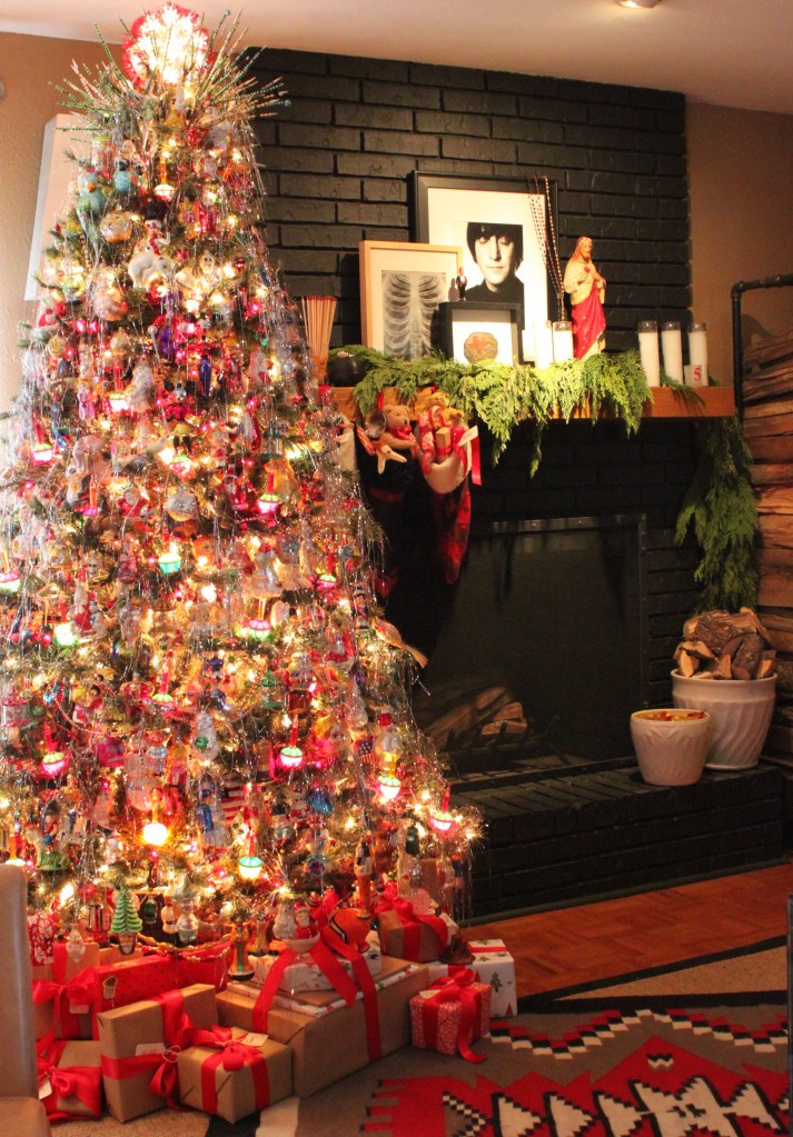 Radko Covered Christmas Tree in the Den Christmas of 2014