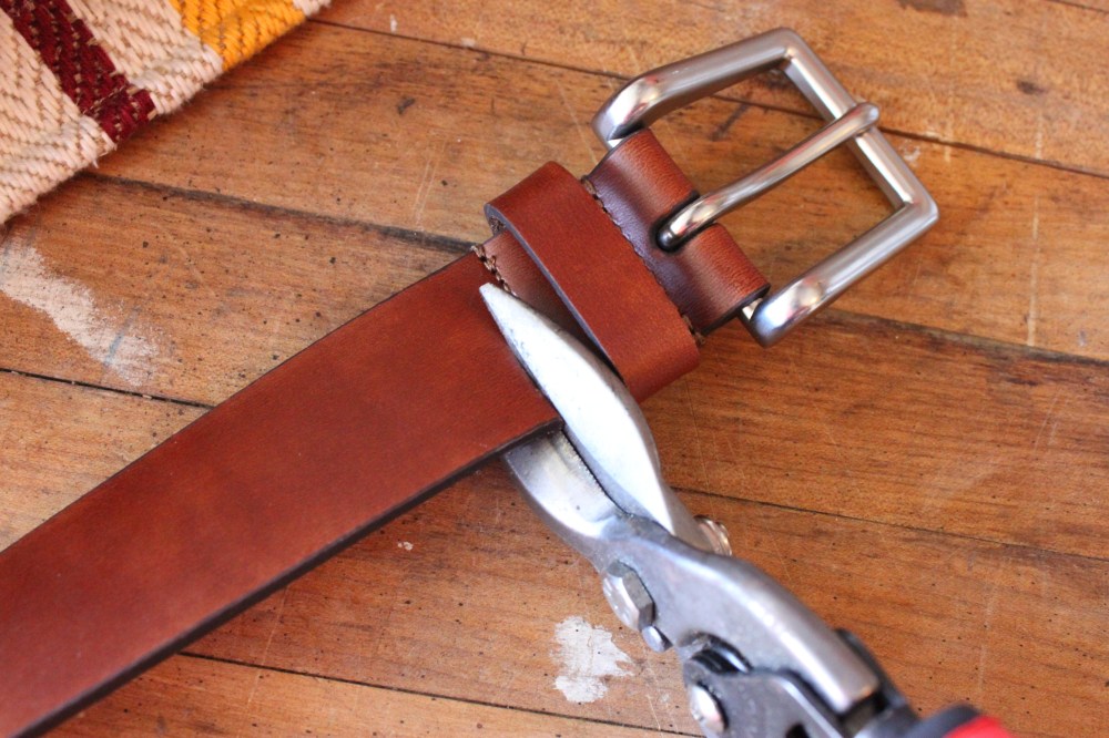 Use Tin Snips to Cut through the Leather Belt