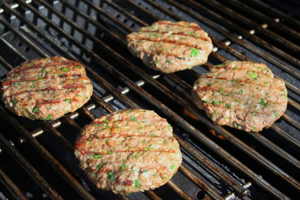 Our Lamb Burgers Cooking in the Grill
