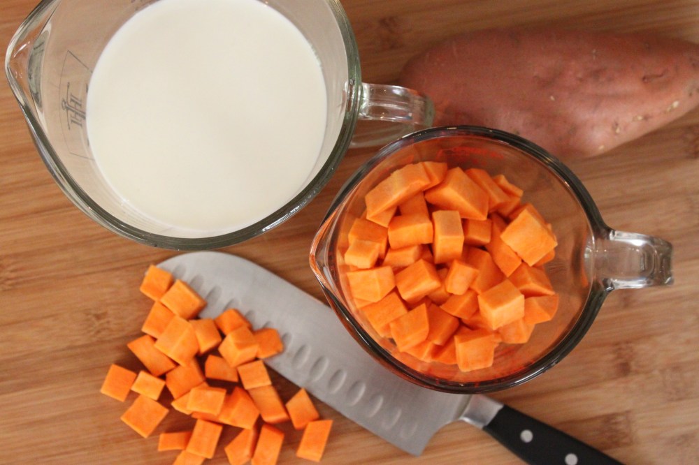 2 Cups of Milk and 1 and a Half Cups of Diced Sweet Potato