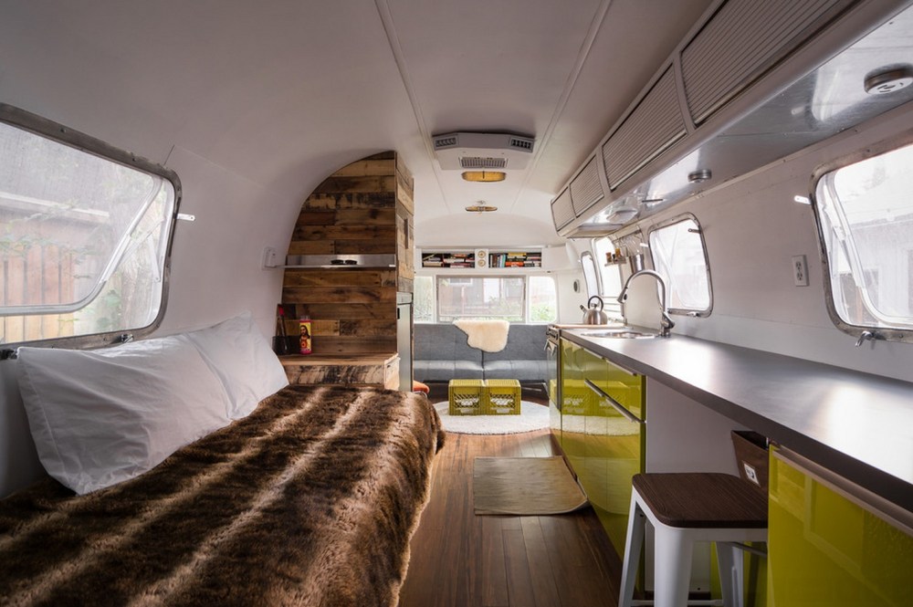 Bed Area of Refurbished Airstream Trailer