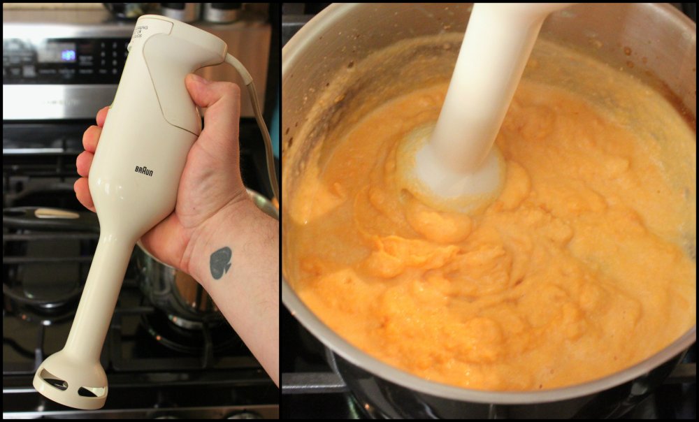 Us ea Handmixer to Completely Break up the Sweet Potato Collage