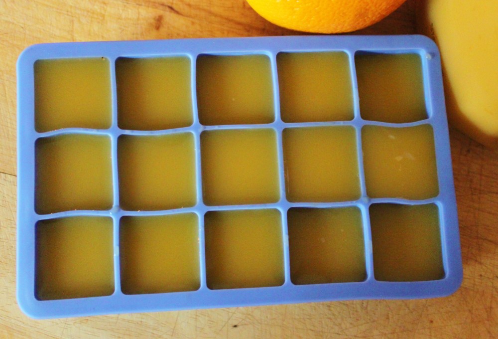 Freeze Orange juice in Ice Cube Trays
