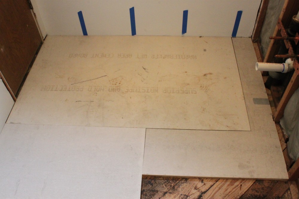 The New Master Bathroom Cement Board Sub-Floor