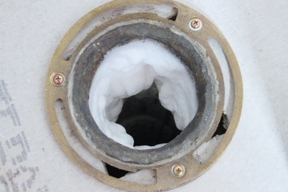 Toliet Drain Filled with Foam