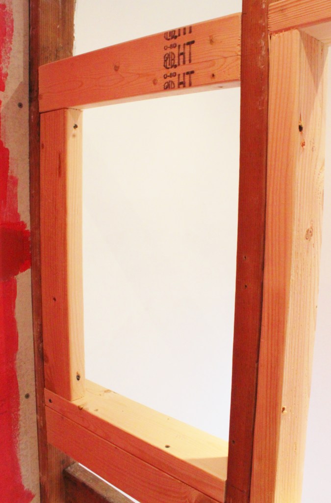 We Built a 2X4 Frame for the Niche in the Non-Dominant Wall
