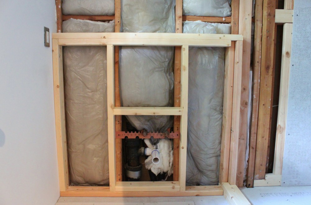Framed Out Wall Section Where the Sink Build-Out Will Be