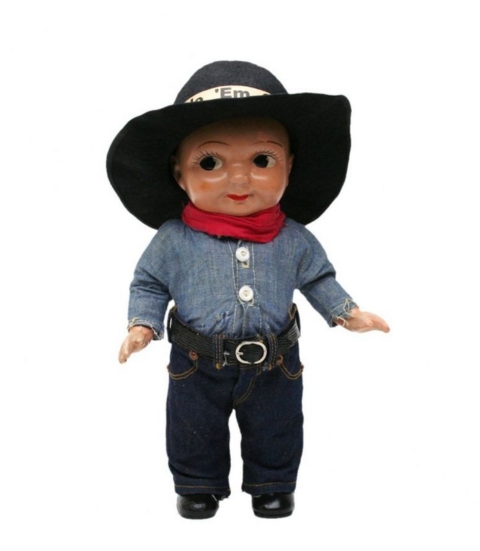 Buddy Lee Doll in Chambray Shirt and Black Hat