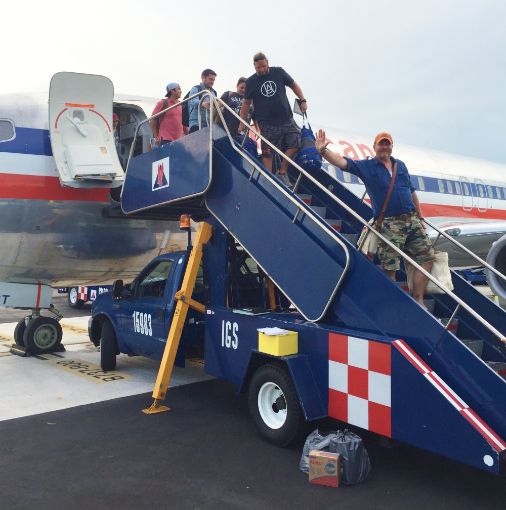 James Evacuating the Plane in Playa del Carmen