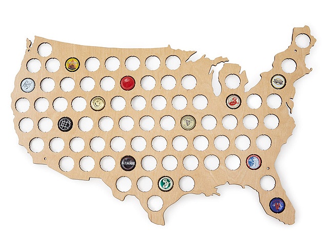Beer Cap Map USA from Uncommon Goods