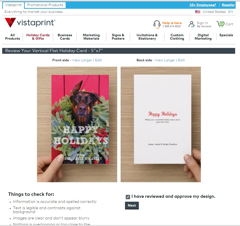 Vistaprint Order of Harley Davidson Christmas Cards