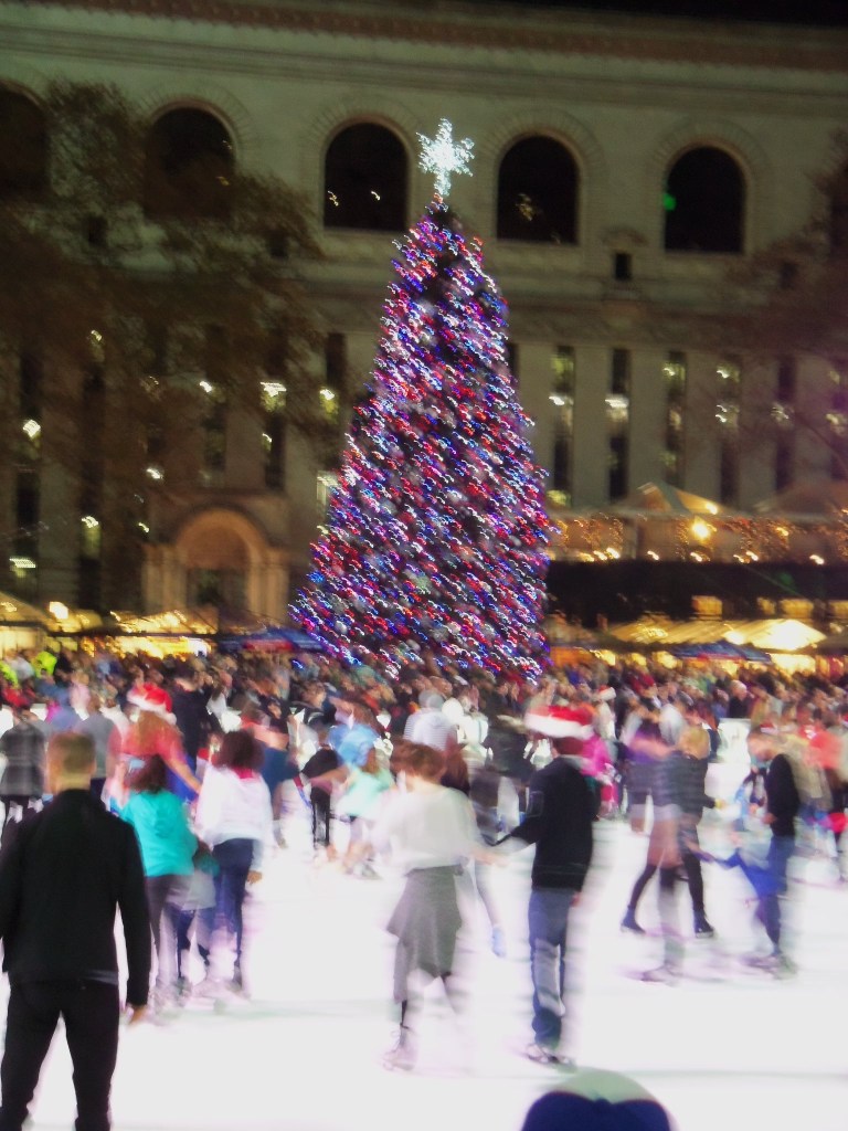 Blury Iceskaters on the Rink in Bryant PArk Christmas Market
