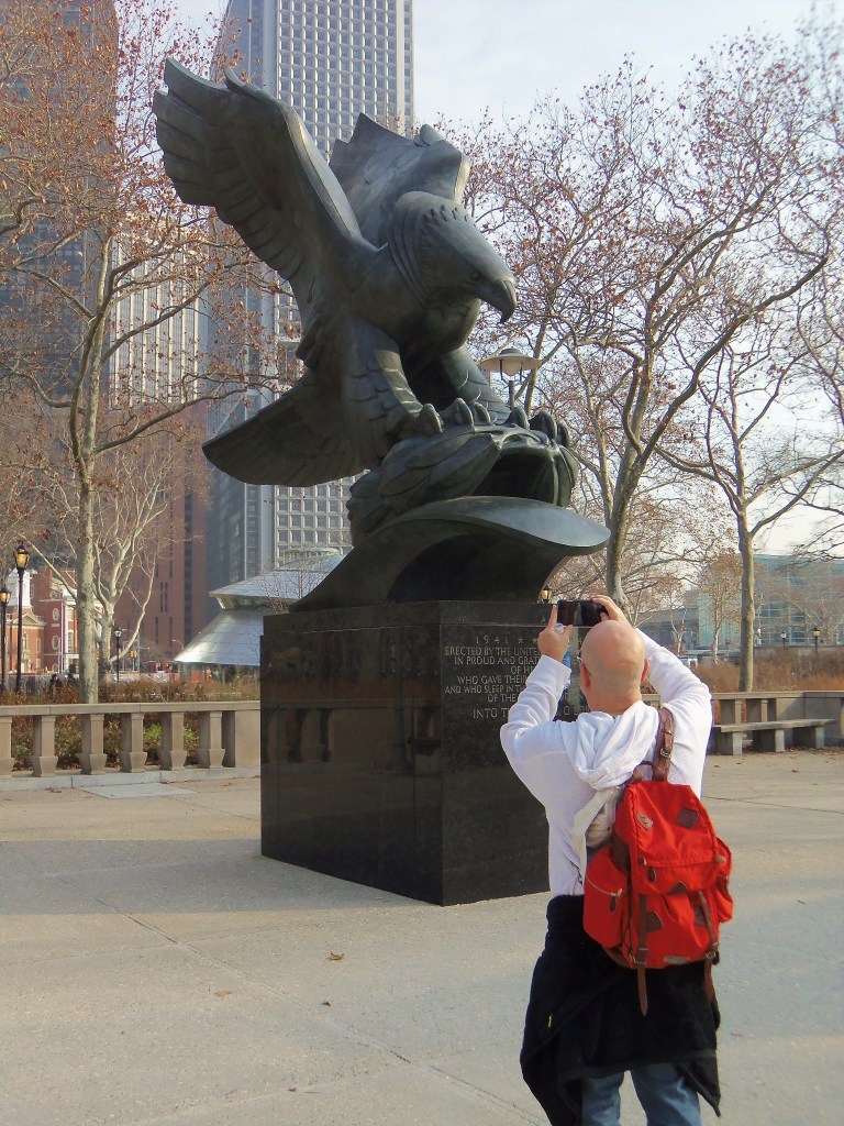 Jamie Taking a Picture of the Eagel in Battery Park