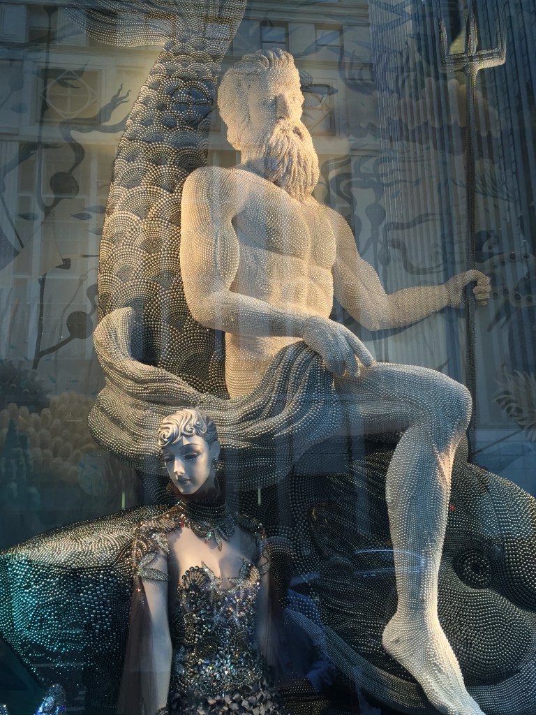 Neptune in the Bergdorf Goodman Holiday Windows