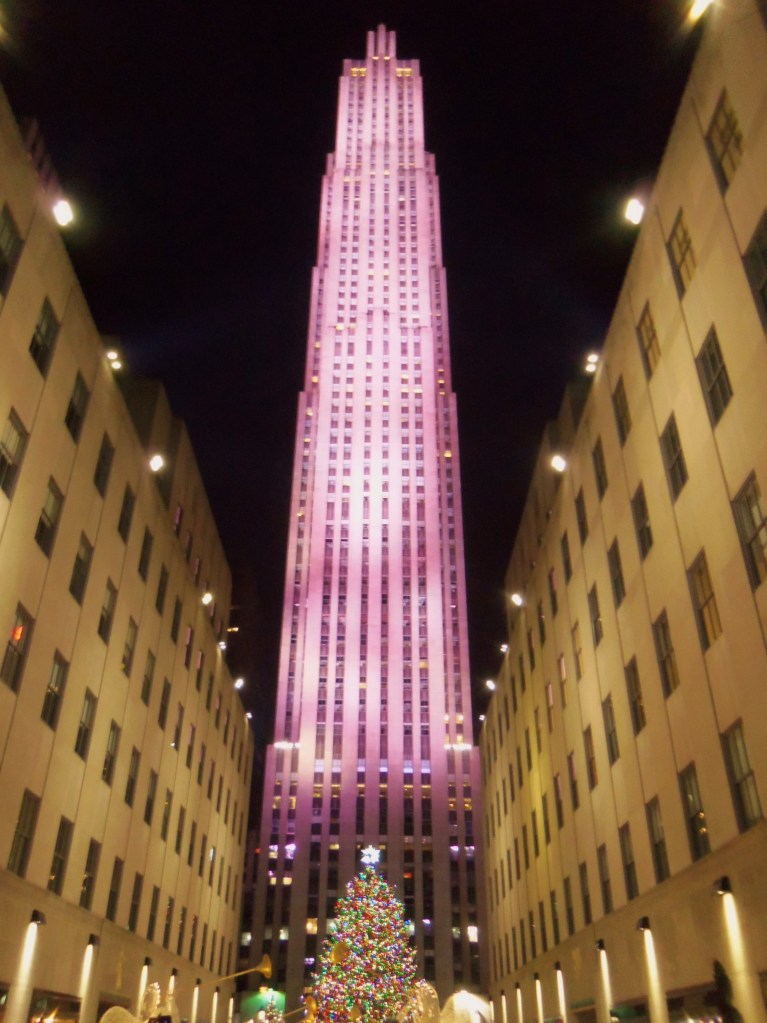 Night Time In December at Rockefeller Center with Tree Even
