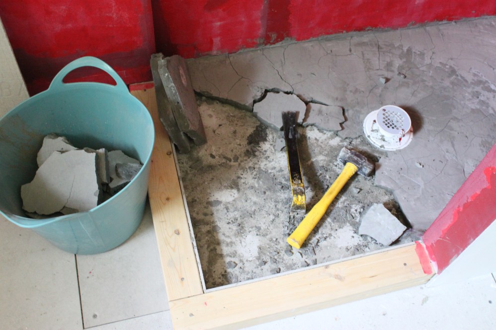 Breaking up our Finishede Shower Pan