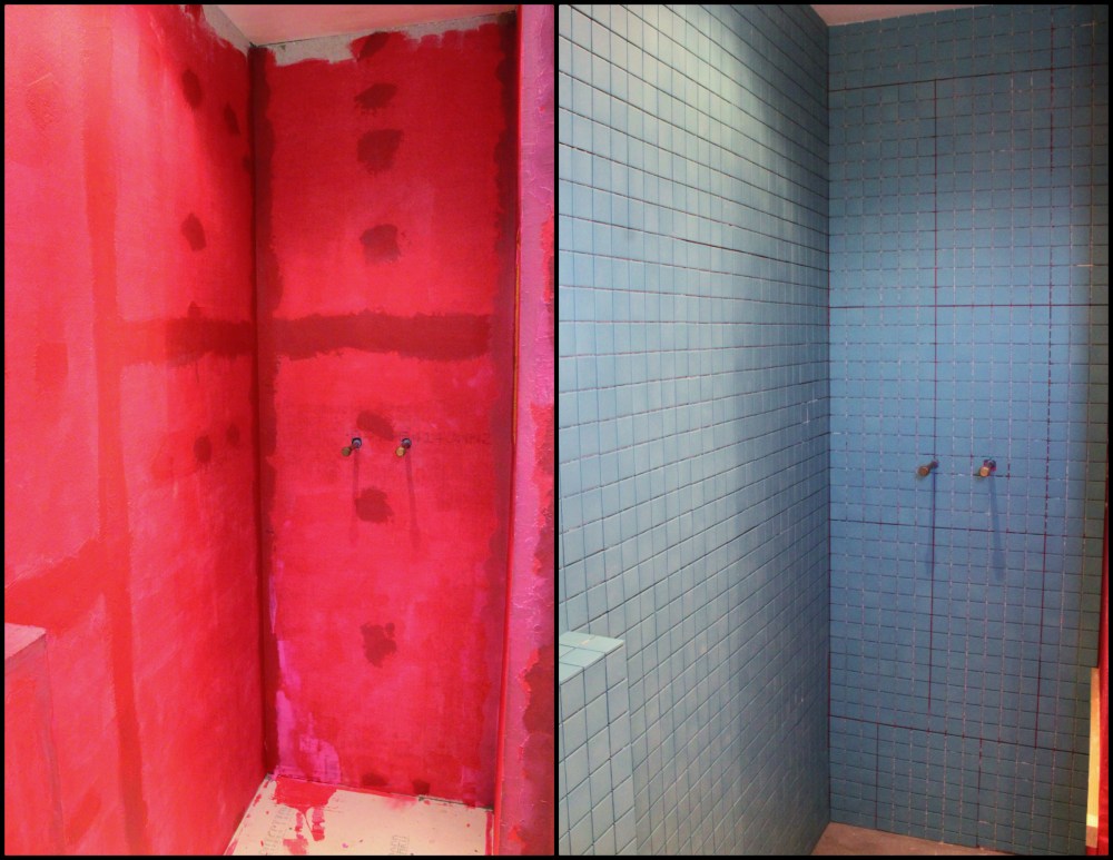 Shower Stall Before and After Tile Collage